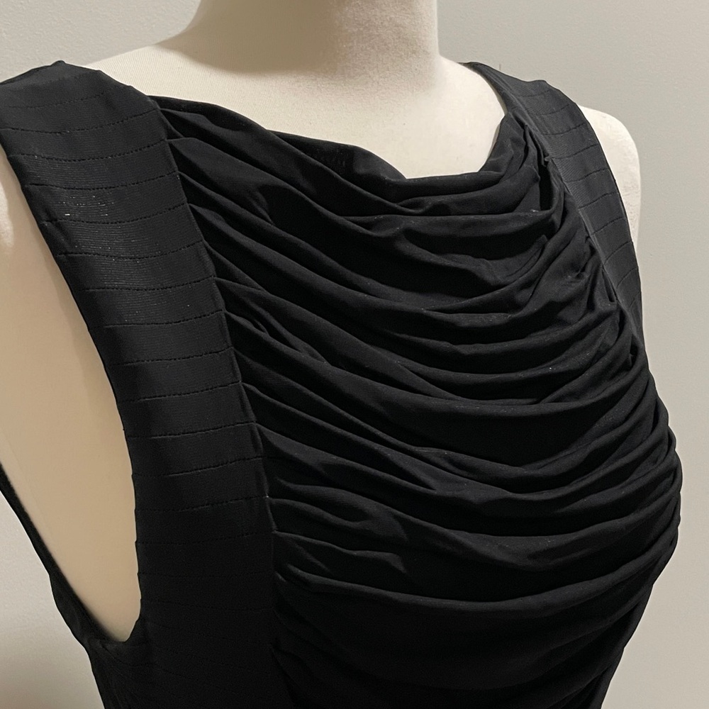 ELIE TAHARI Black Ruched Sleeveless Blouse